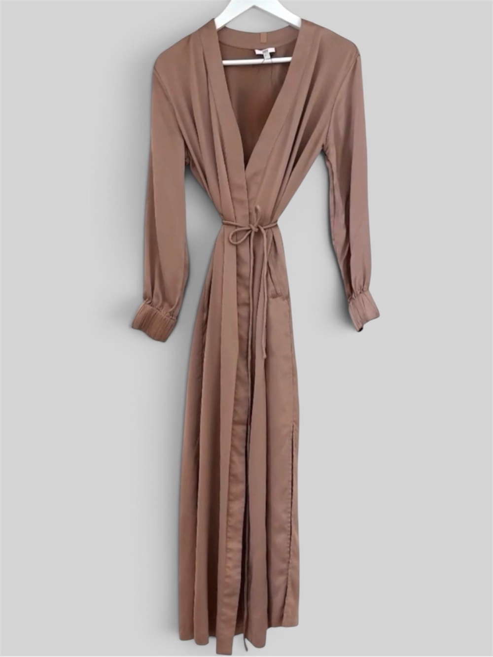 Lunya Washable Silk Long Robe Otium Tan XS/S NWOT